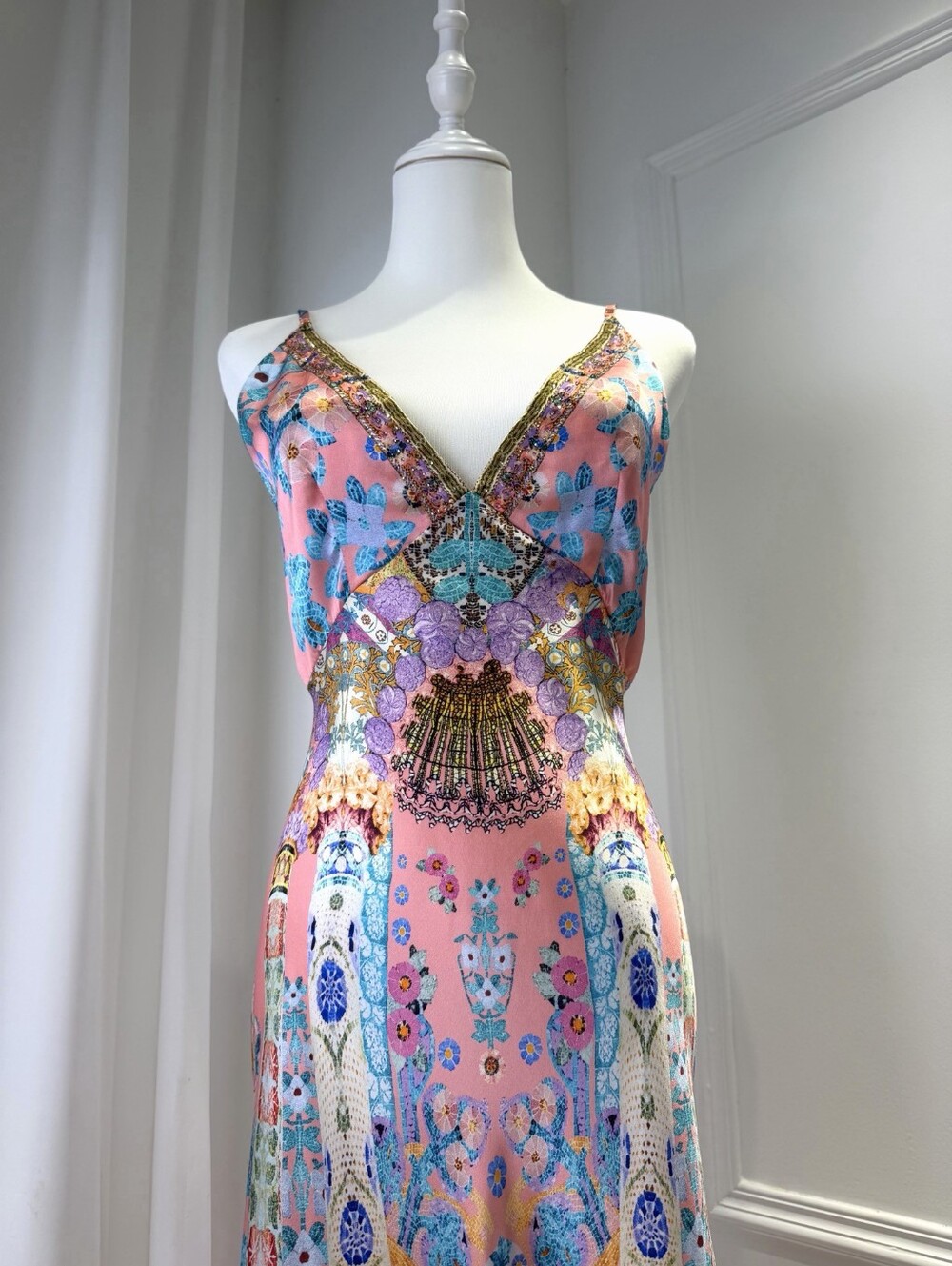 CAMILLA Printed silk-satin maxi dress - Picture 8 of 14